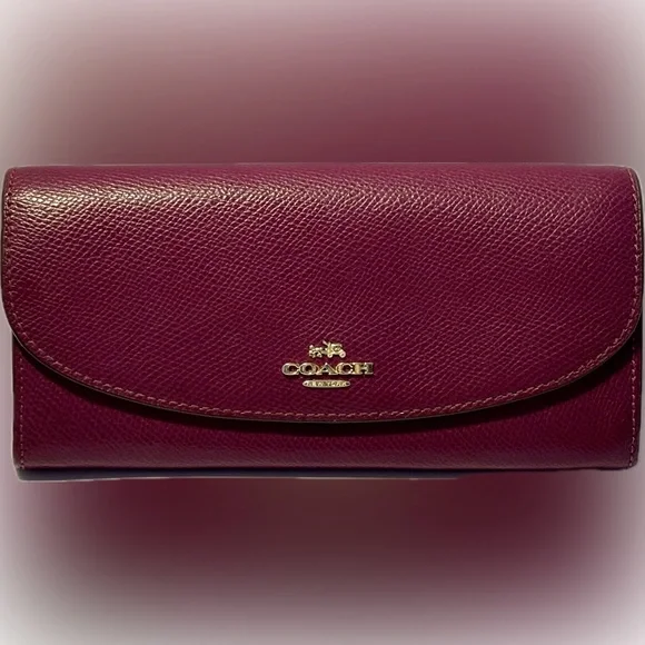 Authentic Coach leather wallet, burgundy/wine color - Picture 3 of 7